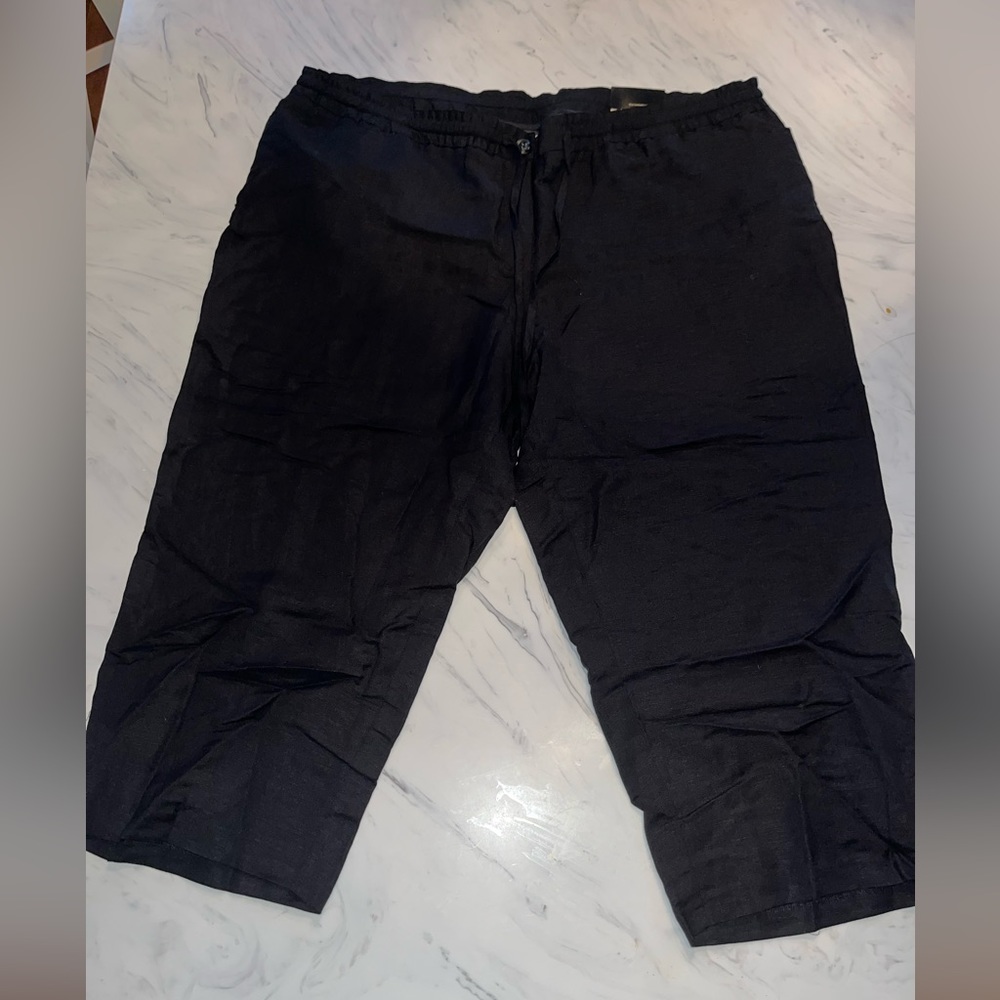 Lane Bryant black linen crop Capri Chino new nwt 20